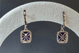 Продам, Бриллиантовые золотые серьги,с сапфиром.проба 585