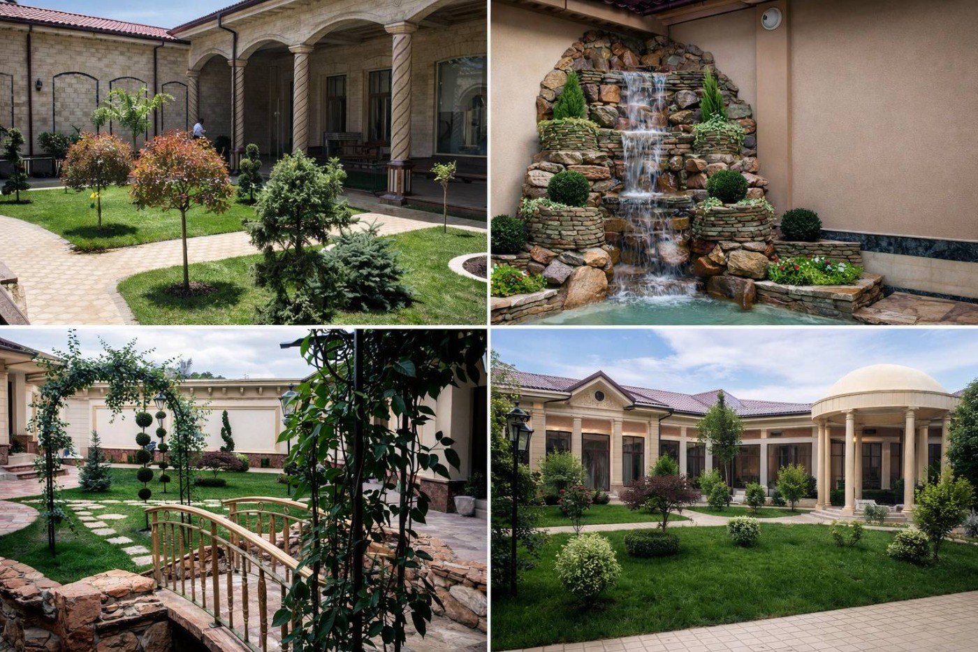 Gazon lanshafni dizayn sharshara yasash va barcha bogdorchilik hizmati