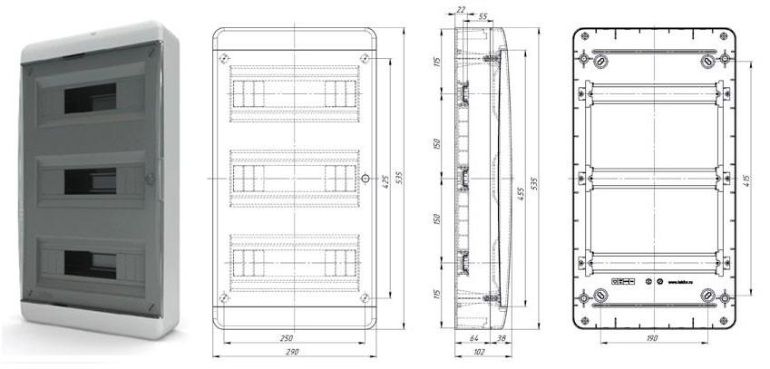 Пластиковые распределительные щиты на 36 модулей IP41 Текфор