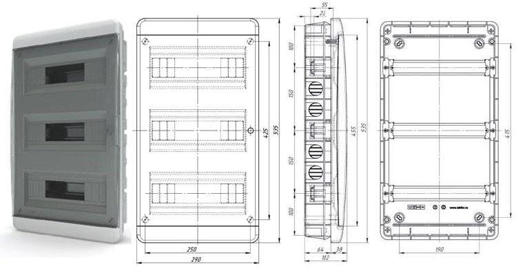 Пластиковые распределительные щиты на 36 модулей IP41 Текфор