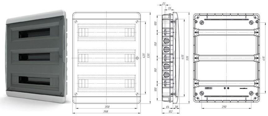 Пластиковые распределительные щиты на 54 модулей IP41 Текфор