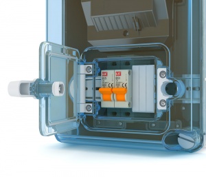 Щит KNS 66-350x200 IP66 для установки счётчика с 4 автоматами Текфор