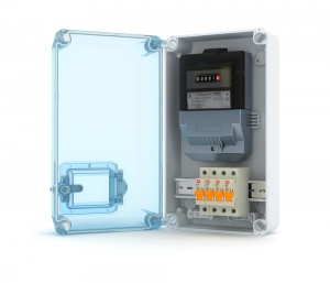 Щит KNS 66-350x200 IP66 для установки счётчика с 4 автоматами Текфор