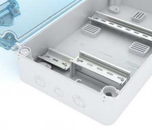 Щит KNS 66-350x200 IP66 для установки счётчика с 4 автоматами Текфор