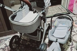 Продам, Farzandingiz uchun to'liq to'plam: beshik, aravacha va baland stul