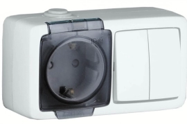 Продам, Ультратонкие розетки и выключатели открытой установки степень защиты IP44 от HEGEL